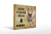 Holzschild Spruch 40x30cm Devon Rex Katze ohne kein Heim