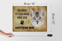 Holzschild Spruch 40x30cm Ägyptische Mau Katze ohne kein Heim