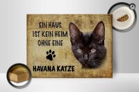 Holzschild Spruch 40x30cm Havana Katze ohne kein Heim