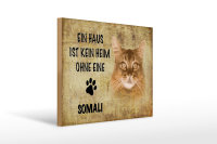 Holzschild Spruch 40x30cm Somali Katze ohne kein Heim
