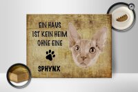 Holzschild Spruch 40x30cm Sphynx Katze ohne kein Heim
