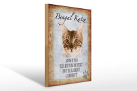 Holzschild Spruch 30x40cm Bengal Katze Schild