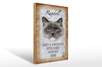 Holzschild Spruch 30x40cm Ragdoll Katze sanft Schild
