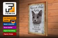 Holzschild Spruch 30x40cm russisch blau Katze Schild