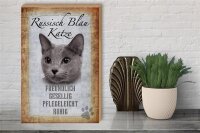 Holzschild Spruch 30x40cm russisch blau Katze Schild