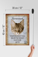 Holzschild Spruch 30x40cm Savannah Katze exotisch Schild