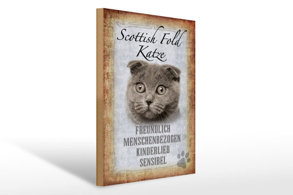 Holzschild Spruch 30x40cm Scottish Fold Katze Schild