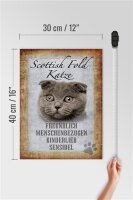 Holzschild Spruch 30x40cm Scottish Fold Katze Schild