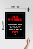 Holzschild Spruch 30x40cm mein Superheld Papa Schild
