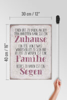 Holzschild Spruch 30x40cm Zuhause Familie beides ein Segen