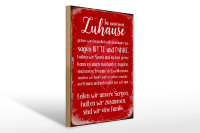 Holzschild Spruch 30x40cm Zuhause sind wir eine Familie