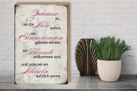 Holzschild Spruch 30x40cm Zuhause Liebe Freunde Lächeln
