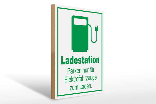 Holzschild Parken 30x40cm Ladestation nur Elektrofahrzeuge