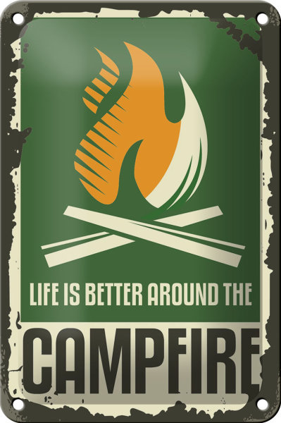 Blechschild Camping 12x18cm campfire life is better