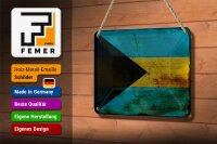 Blechschild Flagge Bahama 18x12cm Flag of Bahamas Rost Dekoration
