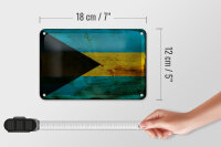 Blechschild Flagge Bahama 18x12cm Flag of Bahamas Rost Dekoration