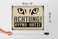 Holzschild Retro 40x30cm Achtung Hypno-Katze Schild