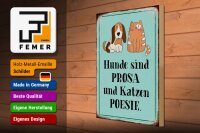 Holzschild Tiere 30x40cm Hunde sind Prosa Katzen Poesie