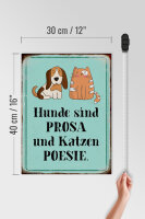 Holzschild Tiere 30x40cm Hunde sind Prosa Katzen Poesie