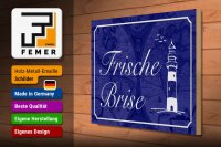 Holzschild Spruch 40x30cm Frische Brise Meer Leuchtturm