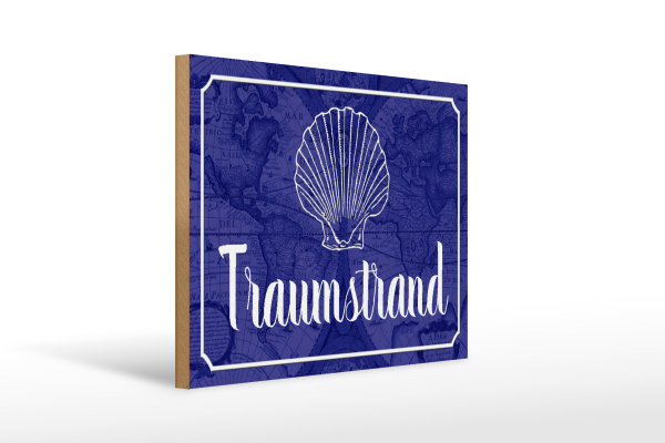 Holzschild Spruch 40x30cm Traumstrand Meer Urlaub