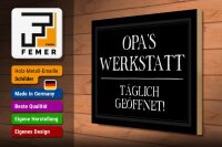 Holzschild Spruch 40x30cm Opas Werkstatt täglich geöffnet