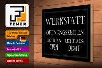 Holzschild Spruch 40x30cm Werkstatt Öffnungszeiten open
