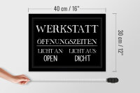 Holzschild Spruch 40x30cm Werkstatt Öffnungszeiten open