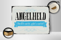 Holzschild Spruch 40x30cm Angelheld beißt nicht angeln