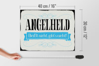 Holzschild Spruch 40x30cm Angelheld beißt nicht angeln
