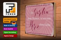 Holzschild Spruch 40x30cm Garten ohne Blumen wie Herz ohne