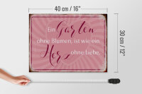 Holzschild Spruch 40x30cm Garten ohne Blumen wie Herz ohne