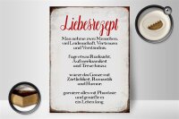 Holzschild Spruch 30x40cm Liebesrezept Retro Schild