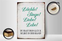 Holzschild Spruch 30x40cm Lächle Singe Liebe Lebe Glück