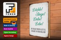 Holzschild Spruch 30x40cm Lächle Singe Liebe Lebe Glück