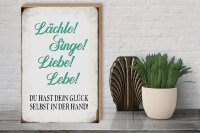 Holzschild Spruch 30x40cm Lächle Singe Liebe Lebe Glück