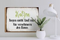 Holzschild Spruch 40x30cm Katzen liegen nicht faul rum