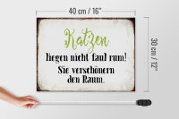 Holzschild Spruch 40x30cm Katzen liegen nicht faul rum