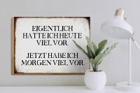 Holzschild Spruch 40x30cm eigentlich hatte heute viel vor
