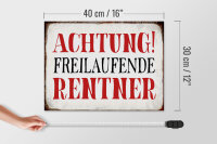 Holzschild Spruch 40x30cm Achtung freilaufende Rentner