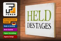 Holzschild Spruch 40x30cm Held des Tages Retro