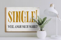 Holzschild Spruch 40x30cm Single weil Amor mich mobbt