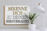 Holzschild Spruch 40x30cm bekenne dich Merkwürdigkeiten