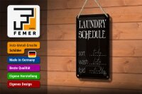 Blechschild Spruch 12x18cm laundry schedule sort tody wash Dekoration
