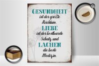Holzschild Spruch 30x40cm Gesundheit Liebe Lachen Medizin