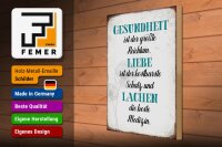Holzschild Spruch 30x40cm Gesundheit Liebe Lachen Medizin