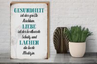 Holzschild Spruch 30x40cm Gesundheit Liebe Lachen Medizin