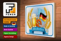 Holzschild Hinweis 40x30cm Oktoberfest Bier Brezel Wurst