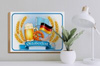 Holzschild Hinweis 40x30cm Oktoberfest Bier Brezel Wurst