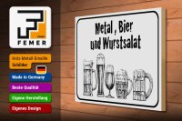 Holzschild Hinweis 40x30cm Bier und Wurstsalat